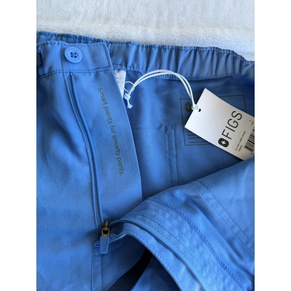 FIGS Cairo Cargo Scrub Pants L Blue Technical Collection Medical Professional